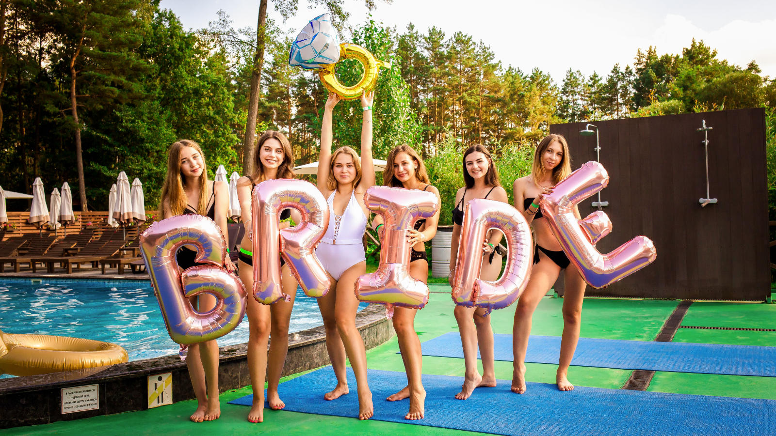 Friends celebrating together at a bachelorette party